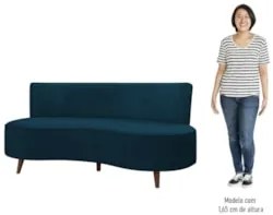 Sofá 2 Lugares para Sala Living 135cm Pés Palito Korah Z08 Veludo Azul