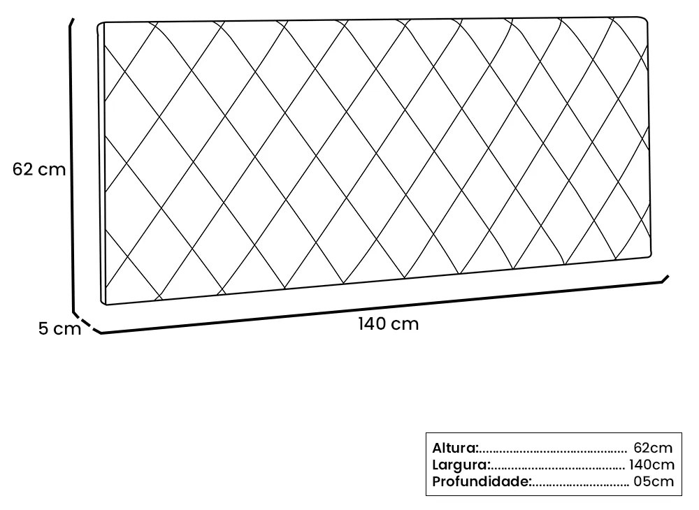 Cabeceira Painel Dubai Para Cama Box Casal 140 cm Corino - D'Rossi - Marrom