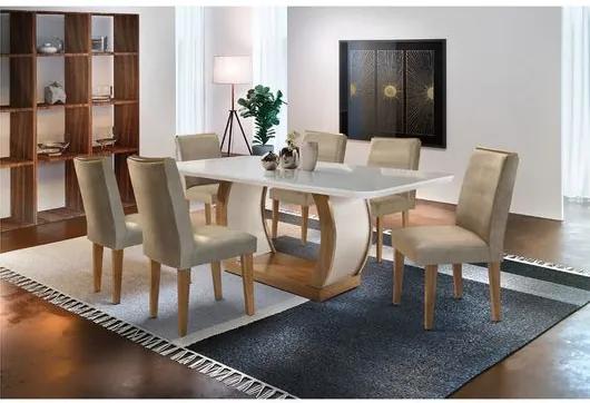 Conjunto Sala de Jantar com Mesa Clayre II e 6 cadeiras animalle chocolate, Fernie