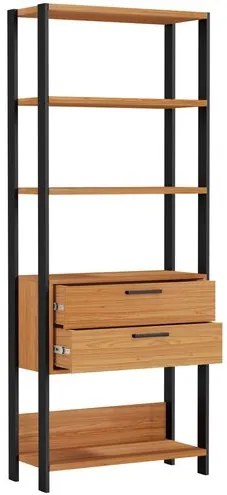 Estante Elegante 1 Torre com Gaveteiro 74 cm (LARG) cor Freijo Fosco com Preto Fosco - 52810 Sun House