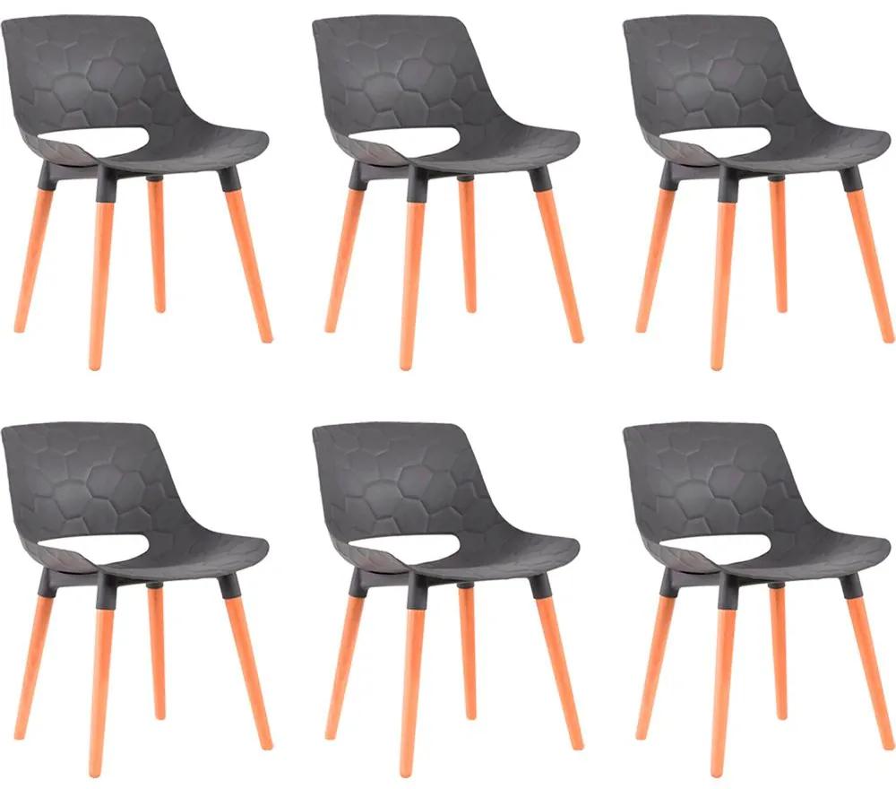 Kit 6 Cadeiras Decorativas Para Salas e Cozinhas LivClean (PP) Cinza - Gran Belo
