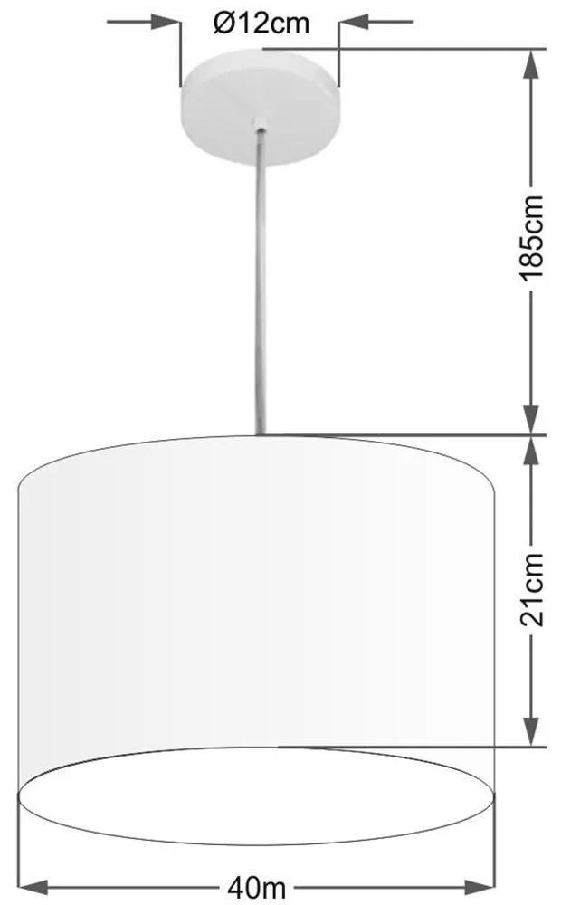 Kit/3 Lustre Pendente Cilíndrico Md-4031 Cúpula em Tecido 40x21cm Roxo - Bivolt
