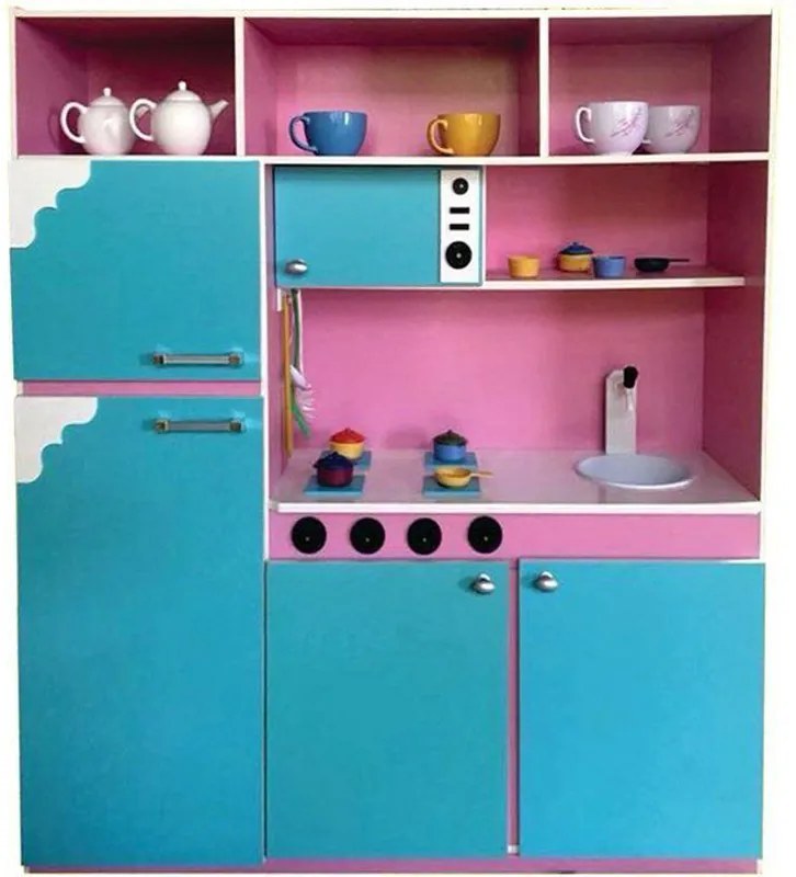 Cozinha Infantil 130cm Rosa/Azul - Criança Feliz