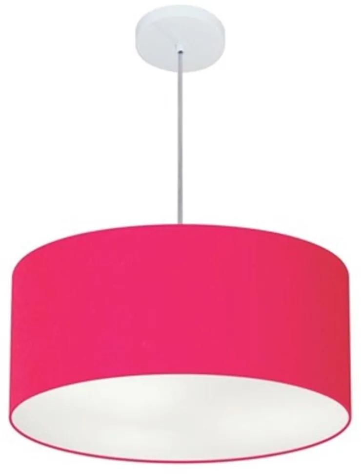 Pendente Cilíndrico Vivare Free Lux Md-4386 Cúpula em Tecido - Pink - Canopla branca e fio transparente