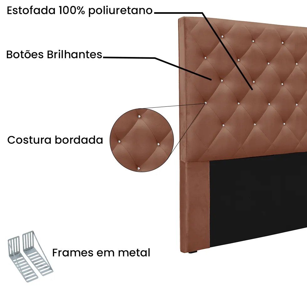 Cabeceira Cama Box Solteiro 90 cm Tania Veludo S04 - D'Rossi - Cobre