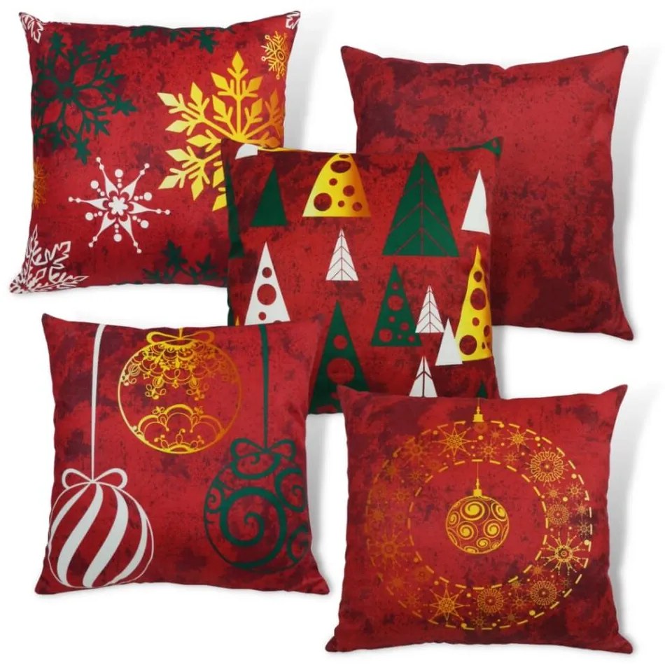 Capa de Almofada Natalina de Suede em Tons Vermelho 45x45cm