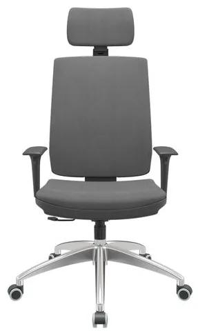 Cadeira Office Brizza Soft Poliester Cinza RelaxPlax Com Encosto Cabeca Base Aluminio 126cm - 63510 Sun House