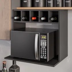 Suporte Micro-Ondas Forno Armário Aéreo com Adega 60cm Lótus Z34 Preto