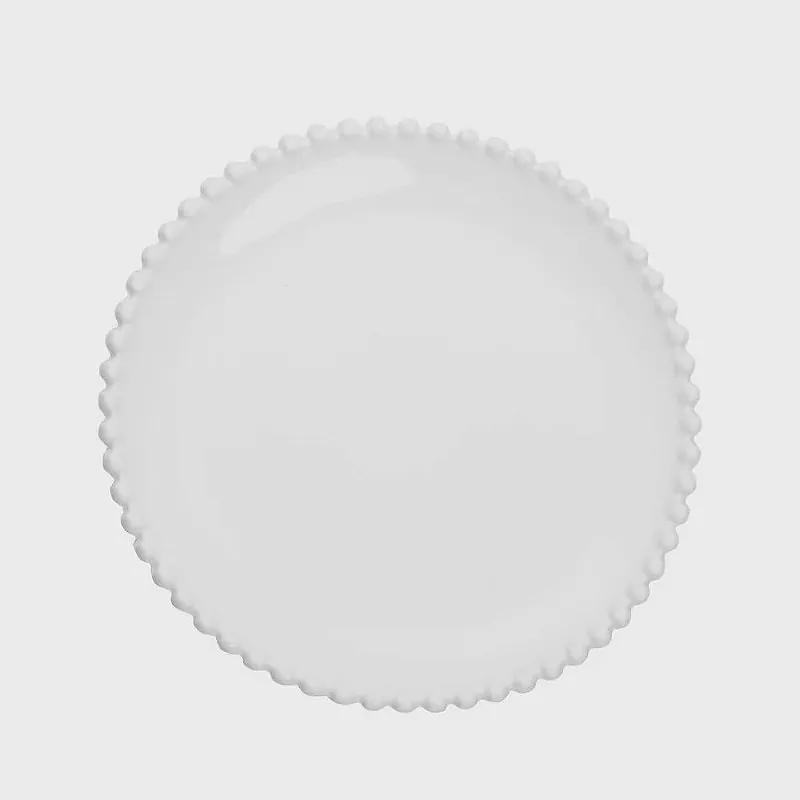 Prato Sobremesa Porcelana Beads - Branco