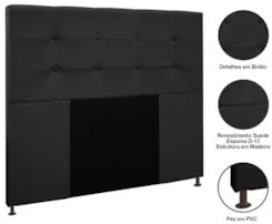 Cabeceira Cama Box Casal 140cm Safira Suede Preto Z51 - Mpozenato