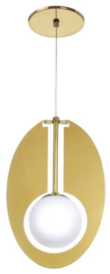 Pendente Globo Corte Laiser 19X10X31Cm Metal E Globo Ø10Cm 01Xg9 |Old... (CHAMPANHE, AMBAR)