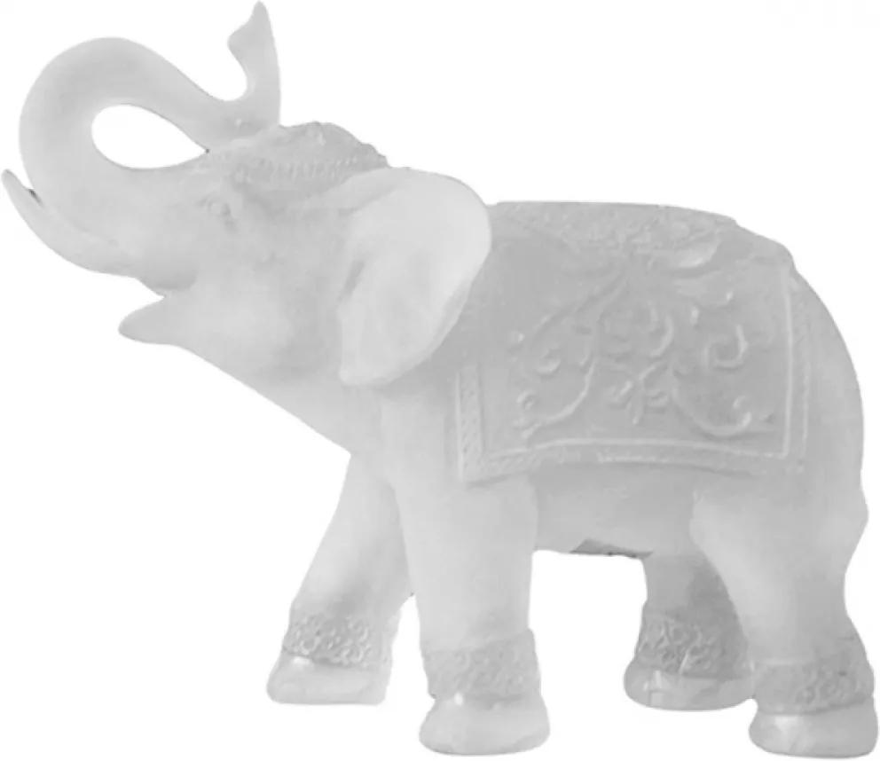 escultura elefante SUDÃO resina branca 15cm Ilunato NA0587