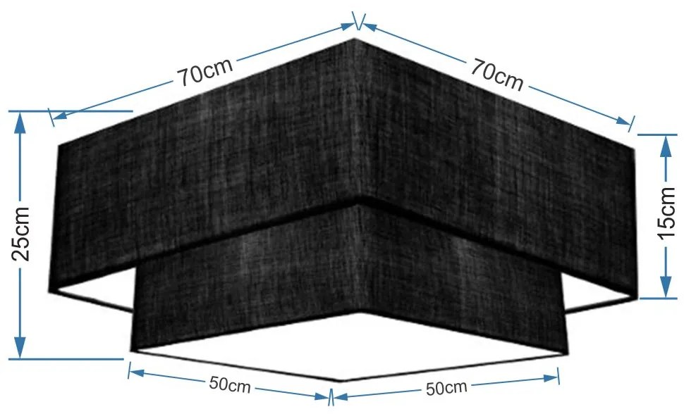 Plafon Para Sala de Jantar Quadrado SJ-3018 Cúpula Cor Preto