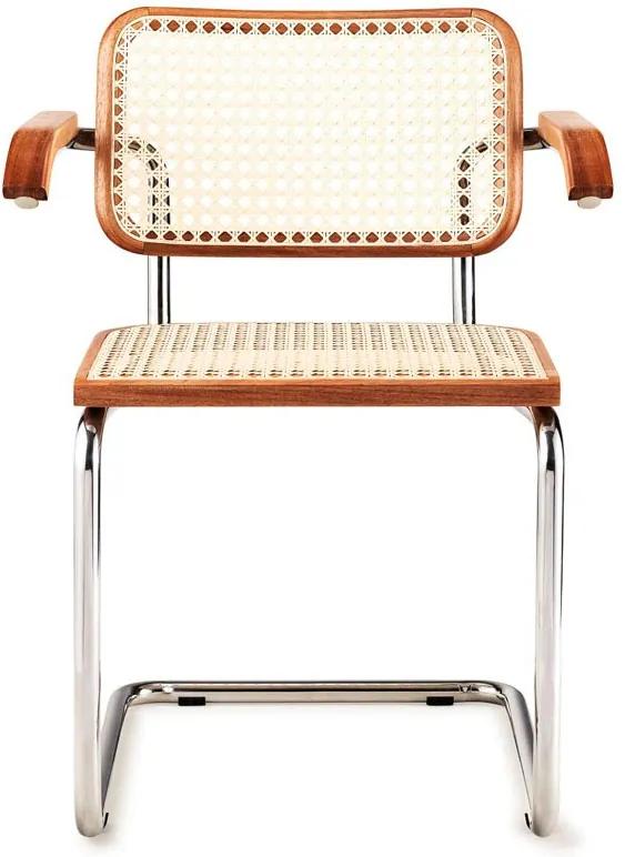 Cadeira com Braço Cesca Trama Palha Sintética Clássica Design by Marcel Breuer