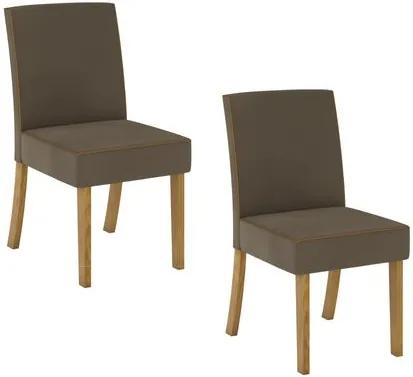 Kit 2 Cadeiras Maris Estofadas com Tecido Suede - Nature/Marrom Claro