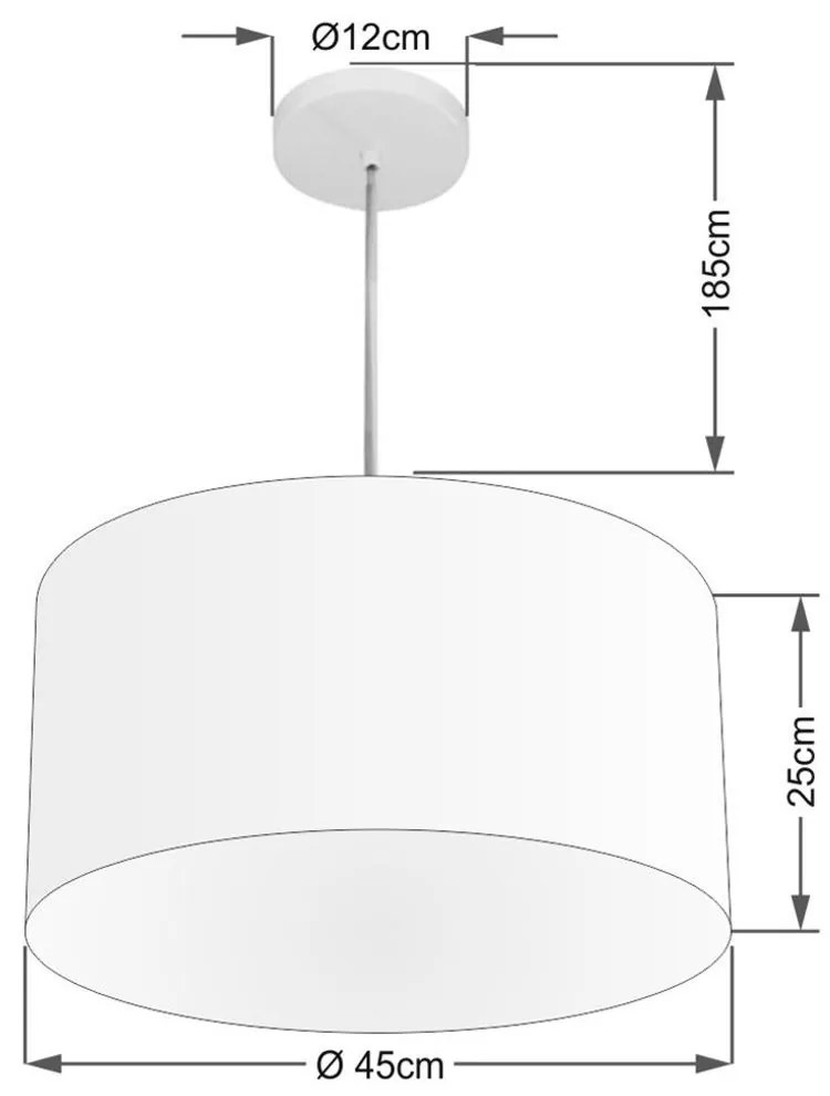 Lustre Pendente Cilíndrico Vivare Md-4243 Cúpula em Tecido 45x25cm - Bivolt