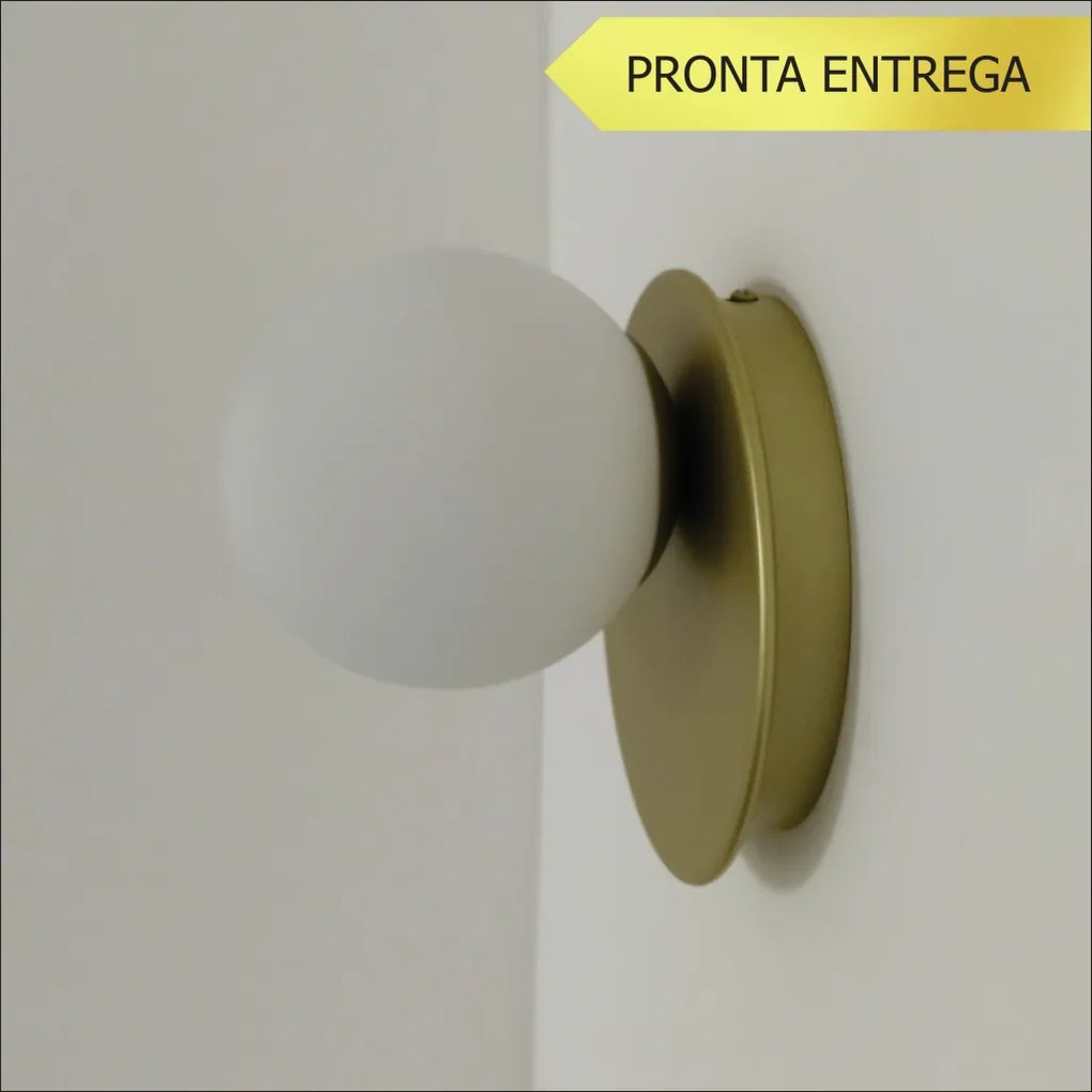 Arandela Flat Ball Ø15X12,5Cm Aluminio E Globo Ø10Cm 01Xg9 - Qimporta... (BRANCO)