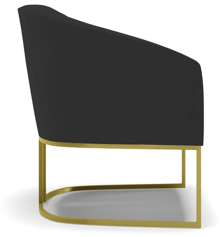 Poltrona Decorativa Industrial Dourado kit 2 Stella Veludo D03 - D'Rossi - Preto