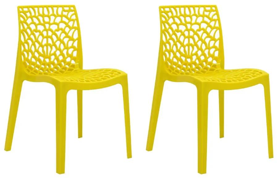Kit 2 Cadeiras Decorativas Sala e Cozinha Cruzzer (PP) Amarela - Gran Belo