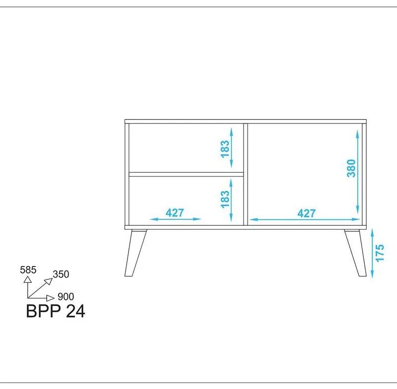 Rack Aparador Buffet 1 Porta BPP 24 - Branco Preto
