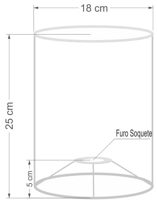 Cúpula abajur e luminária cilíndrica vivare cp-7006 Ø18x25cm - bocal nacional