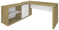 Mesa Escrivaninha em L Sharp e Gaveteiro 2 Gavetas May A06 Olmo/Branco