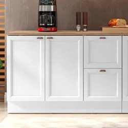 Balcão de Cozinha Com Tampo 120cm 2 Portas e 2 Gavetas Duna P09 Branco