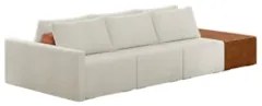 Sofá Ilha Modular Living com Puff 342cm Georgia Z08 Boucle Bege/Carame