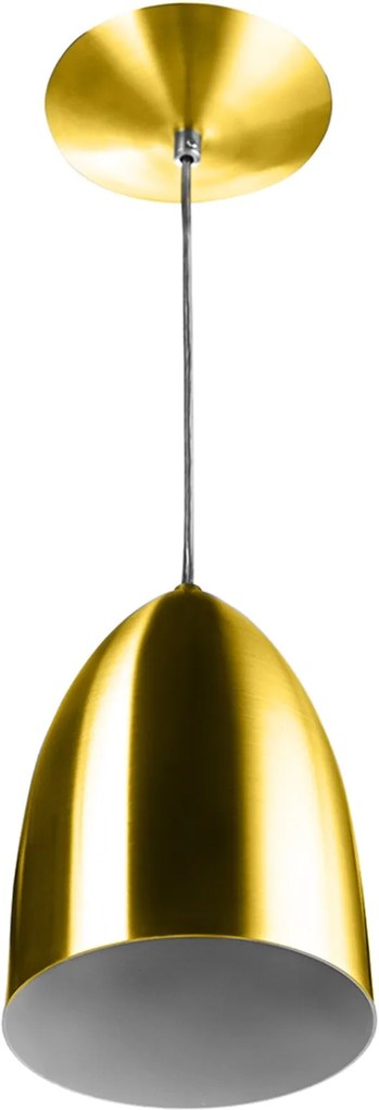 Lustre Pendente Cone De Alumínio 20x14cm Dourado