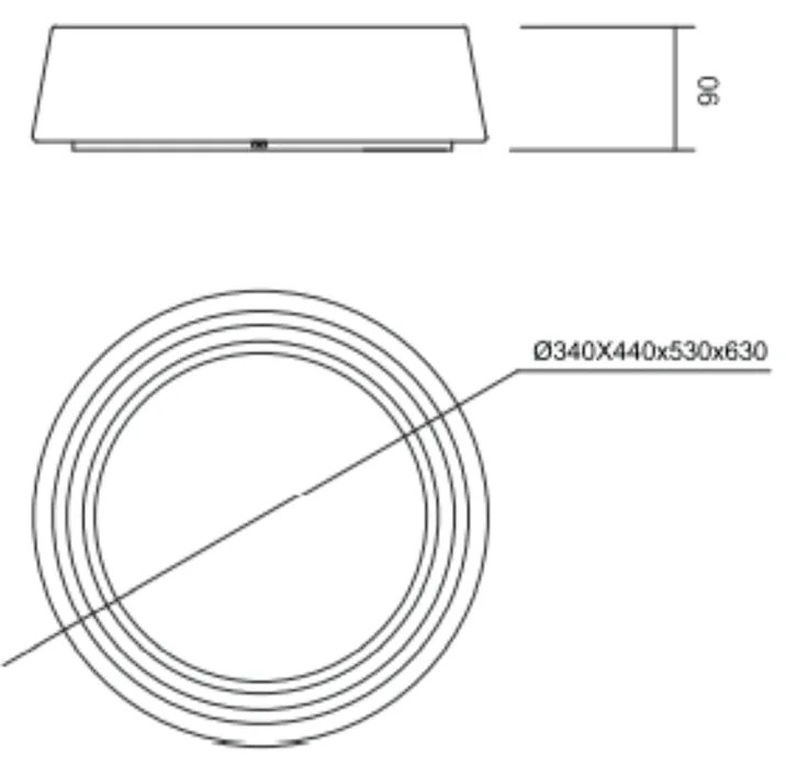 Plafon Dandi Ø34X09Cm Led 16,4W Bivolt | Usina 19000/34 (ESC-V - Escovado, 4000k)