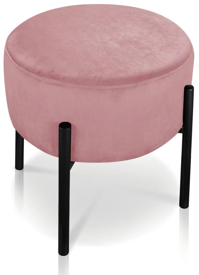 Puff Banqueta Decorativo Industrial Preto Kit 4 Iron Suede D03 - D'Rossi - Rose