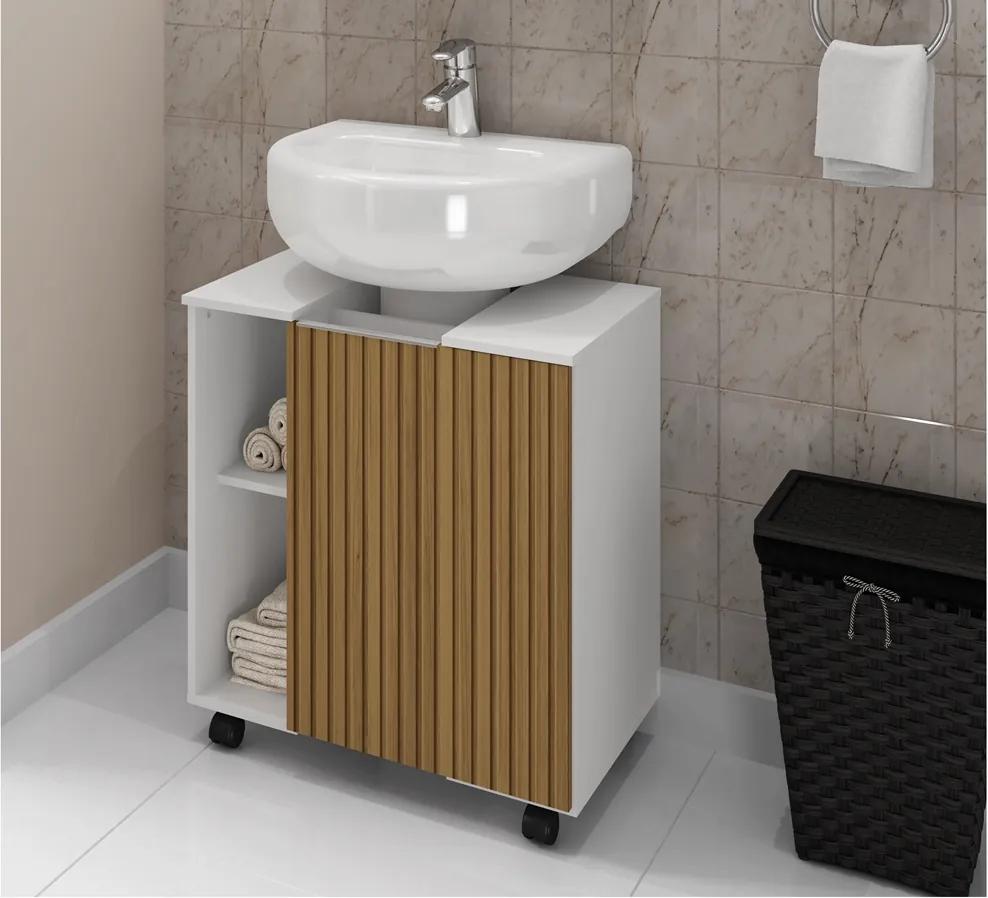 Gabinete Para Banheiro Pequin Branco Ripado – Bechara Móveis
