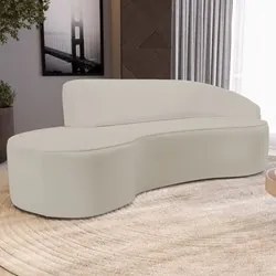 Sofá Living 3 Lugares 210cm Braço Direito Mozart D06 Sintético Bege -