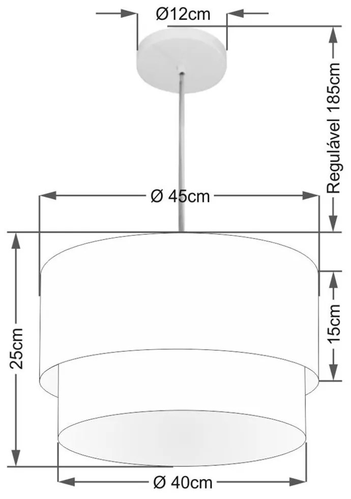 Pendente Cilíndrico Linho Bege MJ-4354 Para Mesa de Jantar e Estar