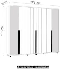 Guarda Roupa Casal 278cm 6 Portas 4 Espelhos Zac Off/Cinamomo Z10 - Mp