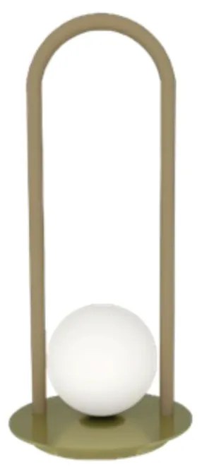 Abajur Graça 19X41X19Cm 01Xg9 Globo 12Cm - Usina 90045/1 (OL-F / DR-P - Verde Oliva Fosco / Dourado Brilho Polido, Branco (Fosco))