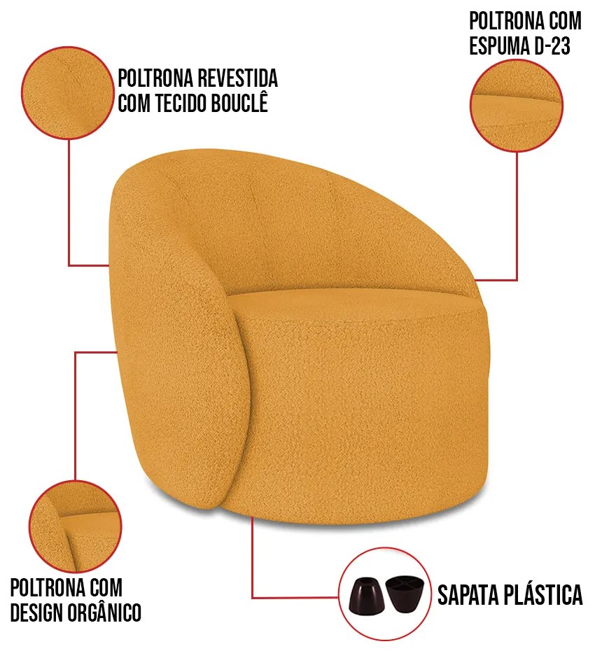 Poltrona Orgânica Kit 2 Lua Bouclê D03 - D'Rossi - Mostarda