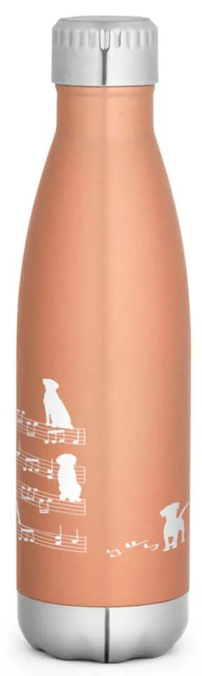 Garrafa Térmica Inox Brilhante 510 ml Cachorro Musical Branco - Dourado