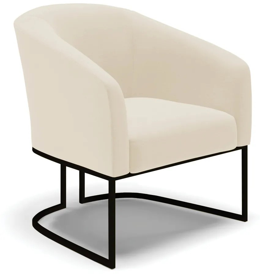 Poltrona Decorativa Industrial Preto Stella Linho D03 - D'Rossi - A19 Bege