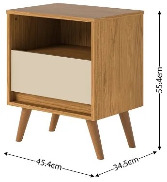 Mesa De Cabeceira Eccos Nature/Off White - Potenza Móveis