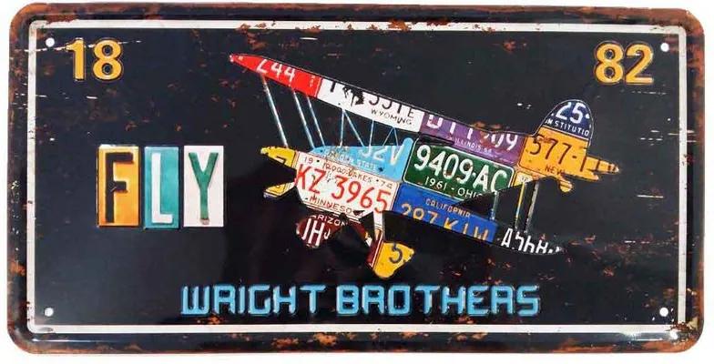 Placa De Carro Decorativa Em Alto Relevo Fly Wright Brothers