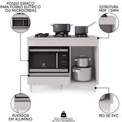 Balcão Multiuso para Cooktop 4 Bocas Georgia Branco - Lumil Móveis