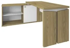 Mesa Escrivaninha em L Sharp e Gaveteiro 2 Gavetas May A06 Olmo/Branco