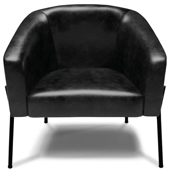 Poltrona Decorativa Pé de Ferro Preto Stella Sintético PU D03 - D'Rossi - Preto