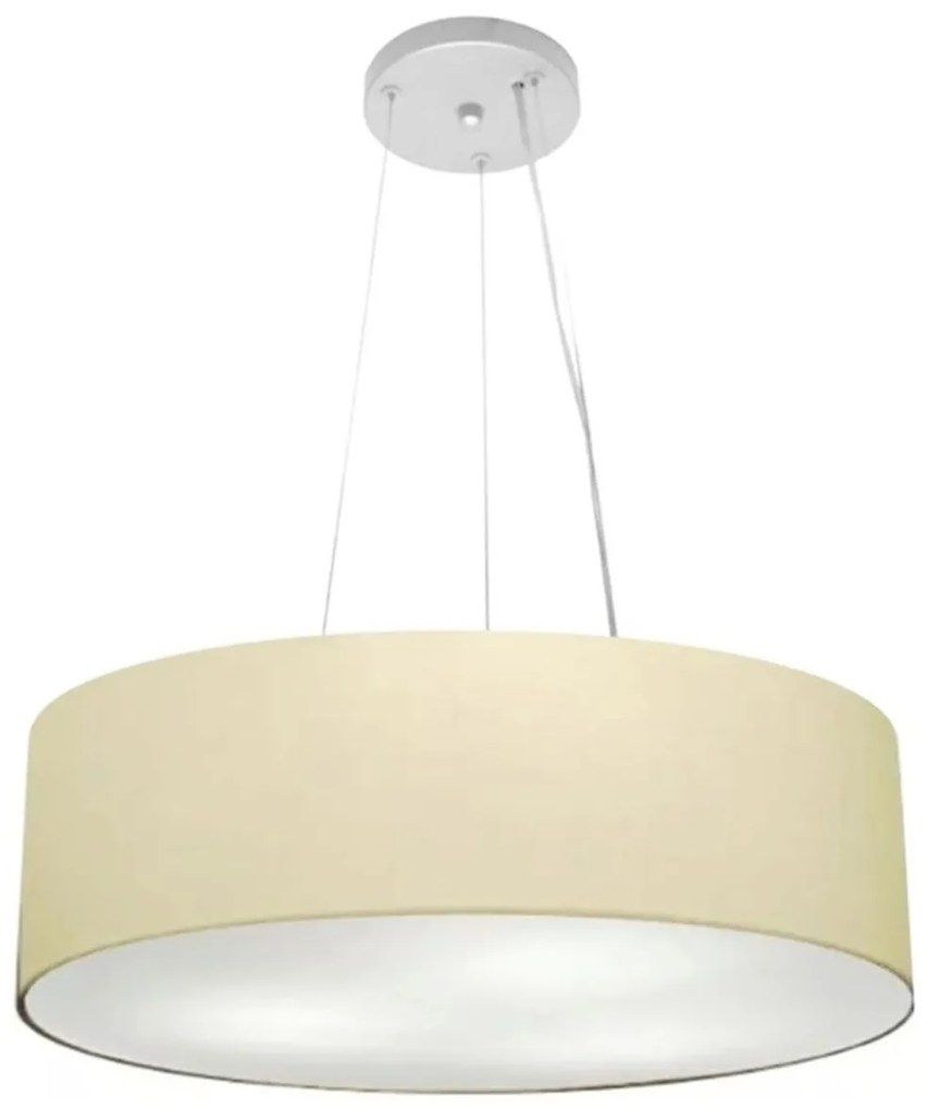 Lustre Pendente Cilíndrico Md-4134 Cúpula em Tecido 50x15cm Algodão Crú - Bivolt