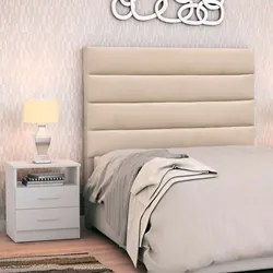 Cabeceira Cama Box Solteiro 90cm Greta Suede Bege e 1 Mesa de Cabeceir