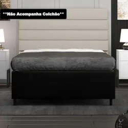 Base para Cama Box Casal 138x188cm Hit Z04 Sintético Preto - Mpozenato