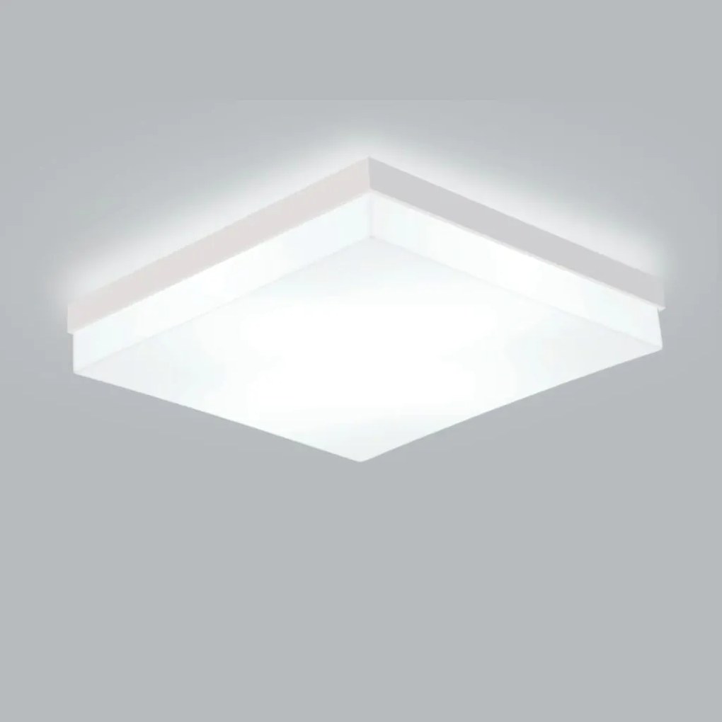 Plafon De Sobrepor Flutua Quadrado 25X25Cm 2Xe27 Metal E Acrílico | Us... (FN-F - Fendi Fosco)