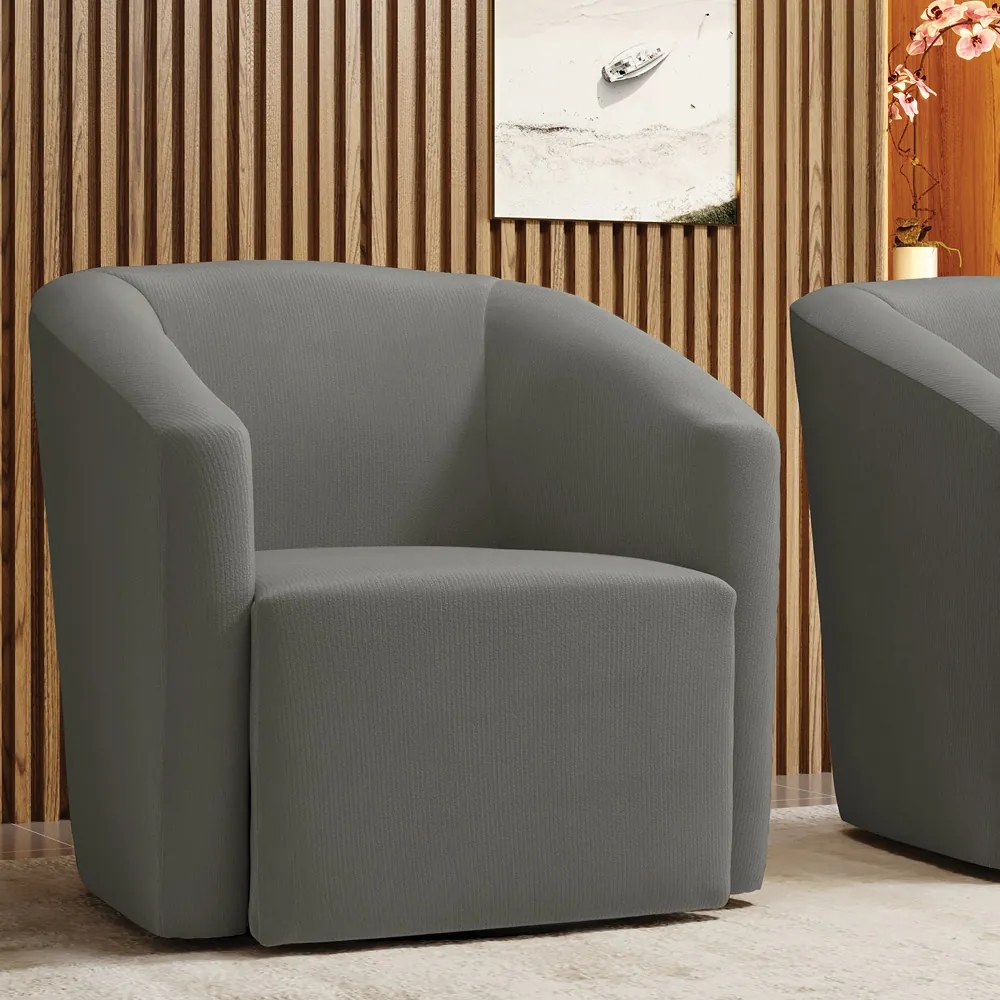 Poltrona Decorativa Base Giratória Stella Max Suede Grafite D03 - D'Rossi