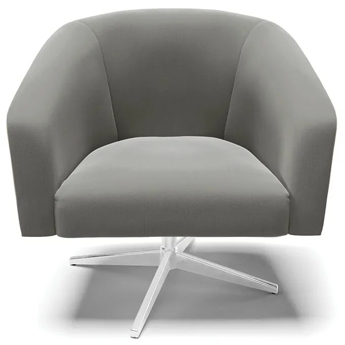 Poltrona Decorativa Giratória Cromada Stella Suede D03 - D'Rossi - Grafite